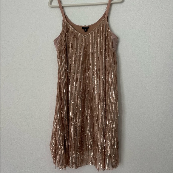 Torrid Rosegold Shimmer Fringe Dress - Picture 7 of 11